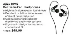 Long & McQuade APEX HP15 DELUXE IN-EAR HEADPHONES offer