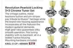 Long & McQuade KLUSON REVOLUTION PEARLOID LOCKING 3+3 CHROME TUNER SET offer