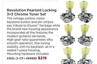 Long & McQuade KLUSON REVOLUTION PEARLOID LOCKING 3+3 CHROME TUNER SET offer