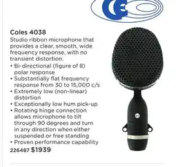 Long & McQuade SOFTUBE COLES 4038 offer
