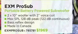 Long & McQuade EXM PROSUB PORTABLE BATTERY POWERED SUBWOOFER offer