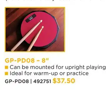Long & McQuade GRANTE PERCUSSION GP-PD08 – 8 PRACTICE PADS offer