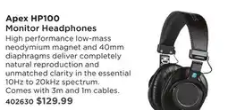 Long & McQuade APEX HP100 MONITOR HEADPHONES offer