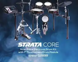 Long & McQuade STRATA CORE NINE-PIECE ELECTRONIC DRUM KIT WITH 7 TOUCHSCREEN DRUM MODULE offer