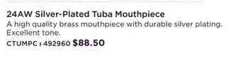 Long & McQuade CARLTON 24AW SILVER-PLATED TUBA MOUTHPIECE offer
