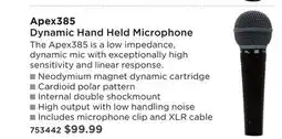 Long & McQuade APEX385 DYNAMIC HAND HELD MICROPHONE offer