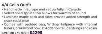 Long & McQuade CARLTON 4/4 CELLO OUTFIT offer