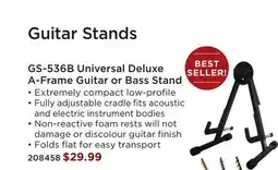 Long & McQuade GS-536B UNIVERSAL DELUXE A-FRAME GUITAR OR BASS STAND offer