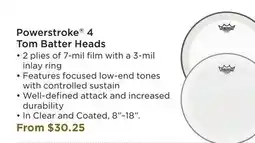 Long & McQuade REMO POWERSTROKE 4 TOM BATTER HEADS offer