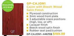 Long & McQuade GRANITE PERCUSSION GP-CAJON1 Cajon with Beech Wood Satin Finish offer