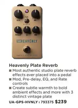Long & McQuade HEAVENLY PLATE REVERB offer
