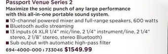 Long & McQuade FENDER MAXIMIZE THE SONIC PUNCH OF ANY LARGE PERFORMANCE WITH THIS ALL-IN-ONE PORTABLE SOUND SYSTEM offer
