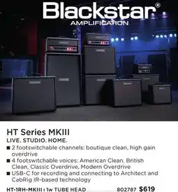 Long & McQuade BLACKSTAR HT SERIES MKIII LIVE. STUDIO. HOME. 1W TUBE HEAD offer