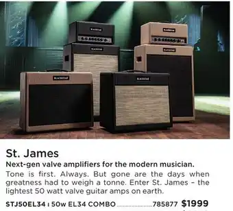 Long & McQuade BLACKSTAR ST. JAMES 50W EL34 COMBO offer