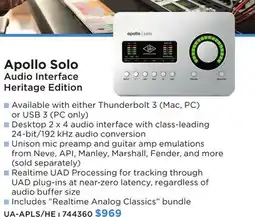 Long & McQuade APOLLO SOLO AUDIO INTERFACE HERITAGE EDITION offer