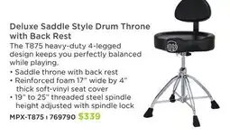 Long & McQuade DELUXE SADDLE STYLE DRUM THRONE WITH BACK REST offer