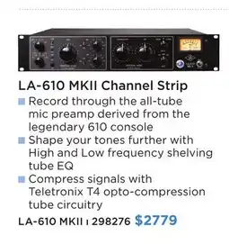 Long & McQuade UNIVERSAL AUDIO LA-610 MKII CHANNEL STRIP offer