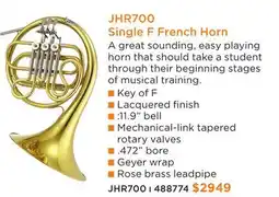 Long & McQuade JUPITER JHR700 SINGLE F FRENCH HORN offer