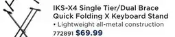 Long & McQuade YORKVILLE IKS-X4 SINGLE TIER/DUAL BRACE QUICK FOLDING X KEYBOARD STAND offer