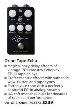 Long & McQuade ORION TAPE ECHO offer