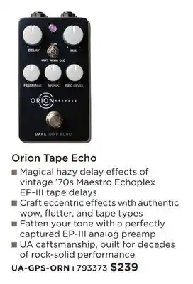 Long & McQuade ORION TAPE ECHO offer
