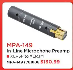 Long & McQuade HOSA MPA-149 IN-LINE MICROPHONE PREAMP offer