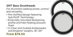 Long & McQuade REMO SMT BASS DRUMHEADS offer