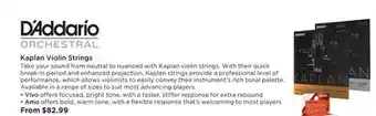 Long & McQuade D'ADDARIO ORCHESTRAL KAPLAN VIOLIN STRINGS offer