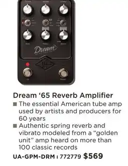 Long & McQuade UNIVERSAL AUDIO DREAM 65 REVERB AMPLIFIER offer