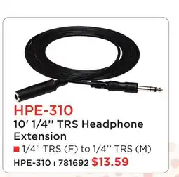 Long & McQuade HPE-310 10' 1/4'' TRS HEADPHONE EXTENSION offer