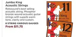 Long & McQuade ROTOSOUND JUMBO KING ACOUSTIC STRINGS 6 STRING VARIOUS GAUGES offer