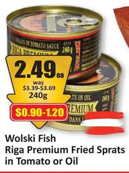 Starsky Wolski Fish Riga Premium Fried Sprats in Tomato or Oil offer