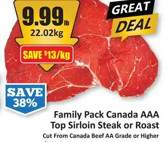 Starsky Family Pack Canada AAA Top Sirloin Steak or Roast offer