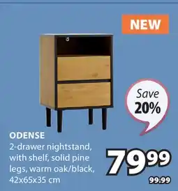 JYSK Odense 2-drawer nightstand with shelf offer