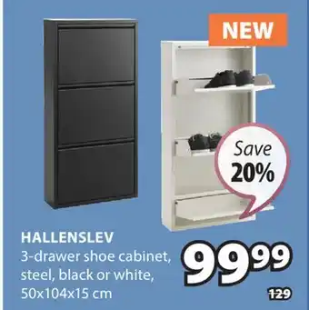 JYSK HALLENSLEV 3-drawer shoe cabinet offer