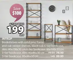 JYSK INTRUP Bookshelves with solid pine frame and oak veneer shelves offer
