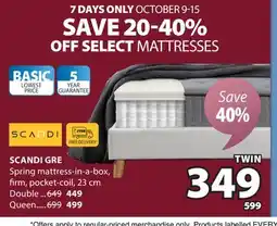 JYSK SCANDI GRE Spring mattress offer