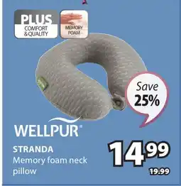 JYSK Wellpur Stranda Memory foam neck pillow offer