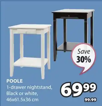JYSK POOLE 1-drawer nightstand offer
