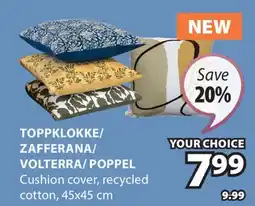 JYSK TOPPKLOKKE/ ZAFFERANA/ VOLTERRA/ POPPEL Cushion cove offer
