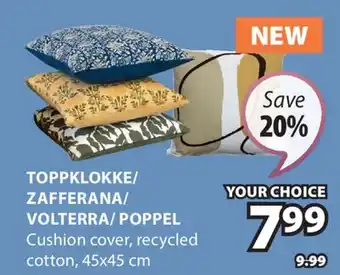 JYSK TOPPKLOKKE/ ZAFFERANA/ VOLTERRA/ POPPEL Cushion cove offer