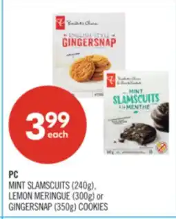 Shoppers Drug Mart PC MINT SLAMSCUITS (240g), LEMON MERINGUE (300g) or GINGERSNAP (350g) COOKIES offer
