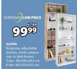 JYSK QUINN Bookcase, adjustable shelves, white, canyon oak, or dark brown offer