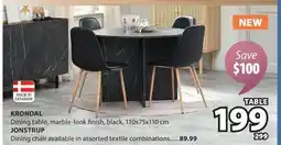 JYSK KRONDAL Dining table, marble-look finish, black offer
