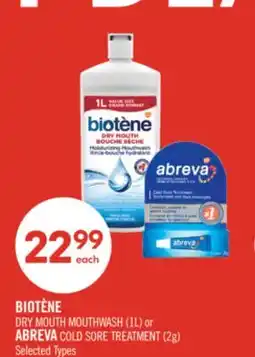 Shoppers Drug Mart BIOTÈNE DRY MOUTH MOUTHWASH (1L) or ABREVA COLD SORE TREATMENT (2g) offer