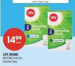 Shoppers Drug Mart LIFE BRAND NICOTINE GUM offer