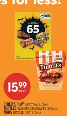 Shoppers Drug Mart CHILD'S PLAY CANDY BAG (1.3kg) TURTLES SEASONAL CHOCOLATES (300g) or MARS FUN SIZE TREATS (65's) offer