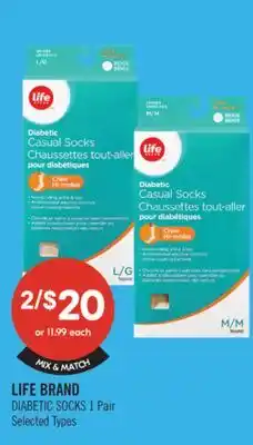 Shoppers Drug Mart LIFE BRAND DIABETIC SOCKS offer