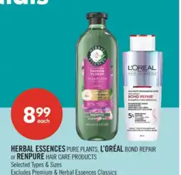 Shoppers Drug Mart HERBAL ESSENCES PURE PLANTS, L'ORÉAL BOND REPAIR or RENPURE HAIR CARE PRODUCTS offer