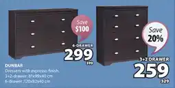JYSK DUNBAR Dressers with espresso finish offer